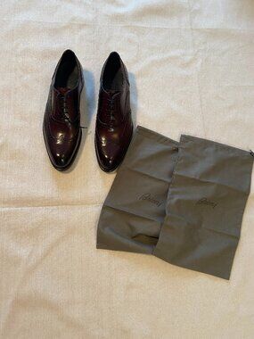 Brioni Brown Leather Oxford Wingtip Shoes Size 11 NWT